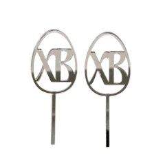 Набор топперов декоративных акриловых "Пасхальные" Серебро 9х3,5 см 