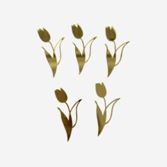 Набор топперов декоративных акриловых "Тюльпаны" Золото 4х2 см 