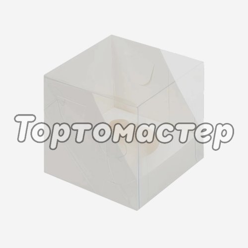 Коробка на 1 капкейк с прозрачной крышкой белая 040120 ф   КУ-00699   КУ-699, 51010