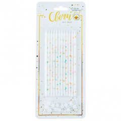 Свечи декоративные Белые "Конфетти" 14,5 см 12 шт 627097