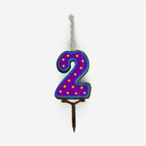 Свеча-топпер декоративная акриловая Цифра "2" 