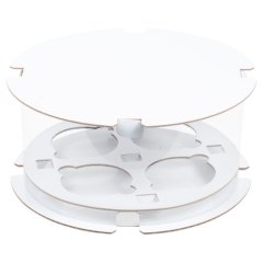 Коробка на 4 капкейка круглая белая 20х10 см 040290 ф