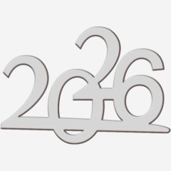 Набор топперов декоративных акриловых "2026" Серебро 4,5х3,5 см 4 шт ТСК171