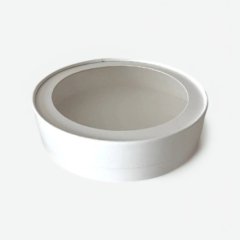 Коробка для сладостей с окном круглая белая 20х4,5 см 