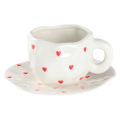Набор чашка и блюдце керамика "Сердечки" 10662997