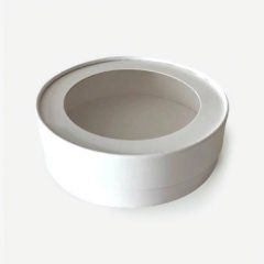 Коробка для сладостей с окном круглая белая 16х4,5 см 