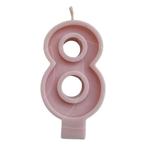 Свеча декоративная Цифра "8" Розовая 