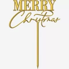 Топпер декоративный акриловый "Merry Christmas" Золото 9х12 см ТСК396