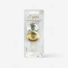 Свеча декоративная Цифра "8" Золото-Серебро 4488