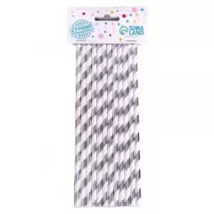 Бумажные трубочки "Серебряные полосы" 12 шт 1498616