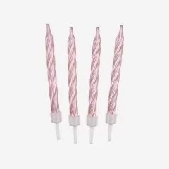 Свечи декоративные "Розовые завитки" Перламутровые 6 см 12 шт 620201