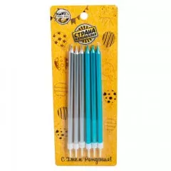 Свечи декоративные Серебрянные и голубые гладкие 13 см 6 шт 4710822