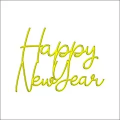 Топпер декоративный акриловый "Happy New Year" Золото 9,5х7 см ТСК218