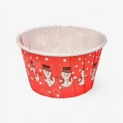 Капсула бумажная с подворотом D50 H40 "Снеговики" 10 шт Б-55 