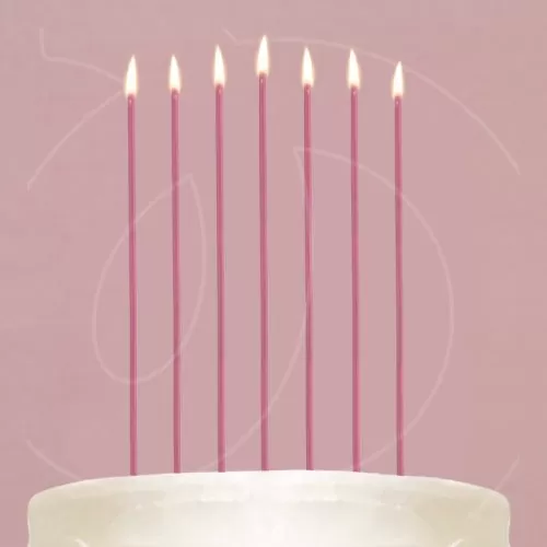 Свечи декоративные незадуваемые Розовые 16,8 см 24 шт 10104795  