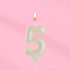 Свеча декоративная Цифра "5" Жемчужный перламутр с блёстками 10870121