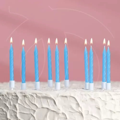 Свечи декоративные Синий Неон 7 см 10 шт 3119578