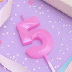 Свеча декоративная Цифра "5" Грань Розовый 10330399