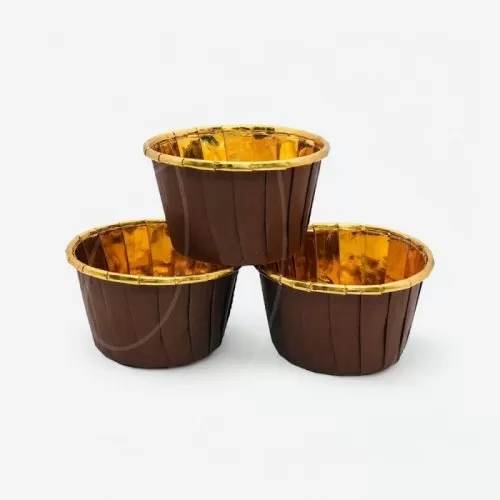 Капсула бумажная с подворотом Золото/Коричневый D50 H40 1 шт Past FB 50*40 (Brown/Gold)