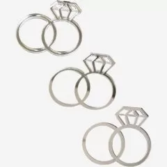 Набор топперов декоративных акриловых "Свадебные кольца" Серебро 3 шт 