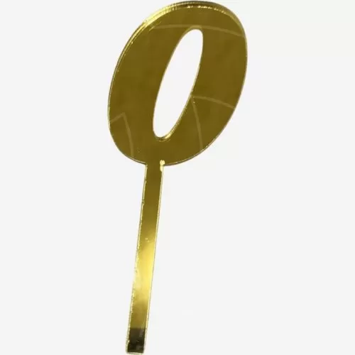 Топпер декоративный акриловый "Цифра 0" Золото 9,5х3,5 см 