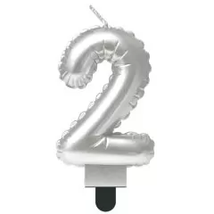 Свеча декоративная Цифра "2" Шар Серебро 622096-2	