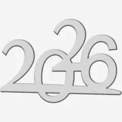 Набор топперов декоративных акриловых "2026" Серебро 4,5х3,5 см 4 шт ТСК171