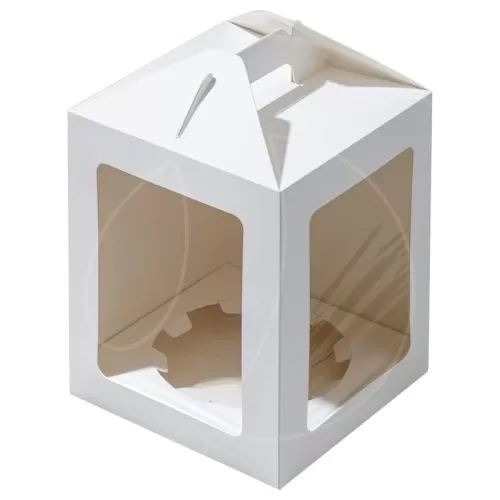 Коробка для кулича с окном белая 12х12х16 см ForG JUMPL II W W 120*120*160 ST	
