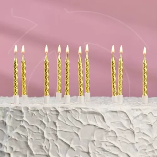 Свечи декоративные Золотые 10 шт 2919671