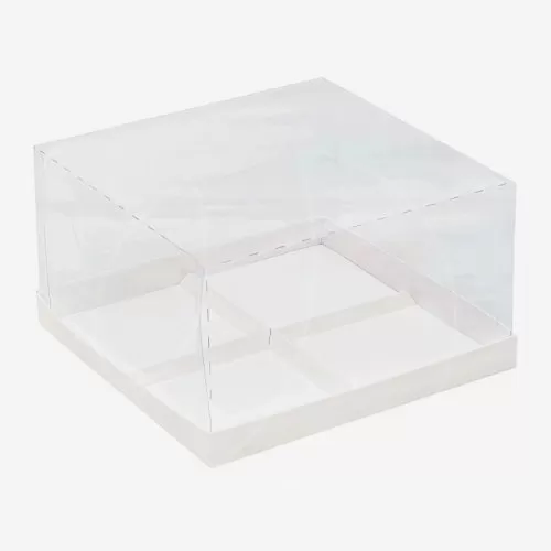 Коробка на 4 пирожных с прозрачной крышкой белая 17х17х6 см 040820-001; 10423713  