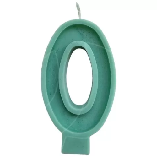 Свеча декоративная Цифра "0" Зелёная 