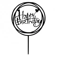 Топпер декоративный акриловый "Happy Birthday. Рамка" Чёрный 3960643, Топ-43