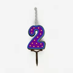 Свеча-топпер декоративная акриловая Цифра "2" 