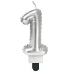 Свеча декоративная Цифра "1" Шар Серебро 622096-1	