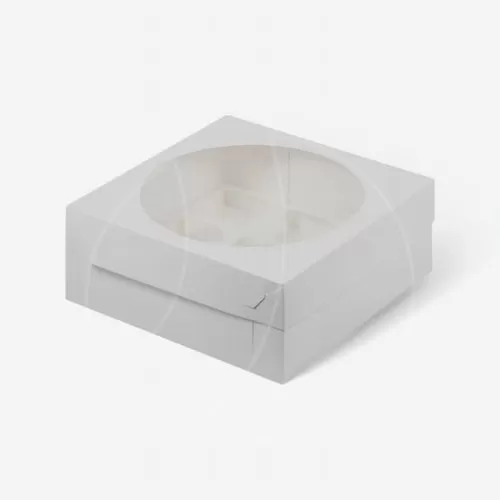 Коробка на 9 капкейков с окном белая 040410 ф 