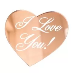 Топпер декоративный акриловый "I Love You" Розовое золото 