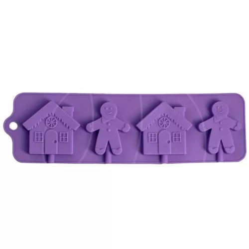 Форма силиконовая для леденцов "Человечки и домики" 4 шт 4324201    
