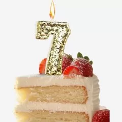 Свеча декоративная Цифра "7" Золотые пайетки 5572721