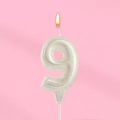 Свеча декоративная Цифра "9" Жемчужный перламутр с блёстками 10870125
