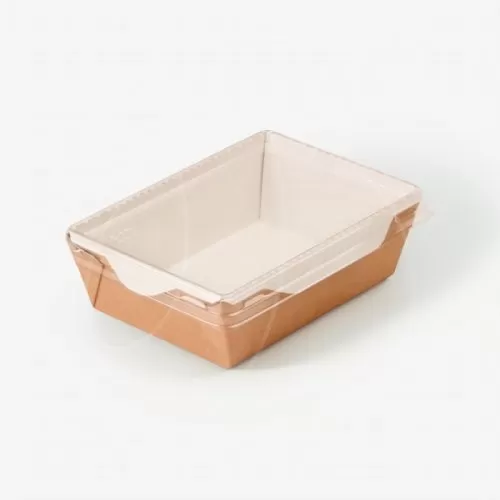 Коробка для сладостей с прозрачной крышкой крафт 16х12х4,5 см ECO OpSalad 500