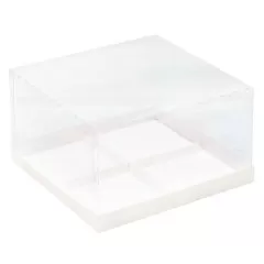Коробка на 4 пирожных с прозрачной крышкой белая 18х18х6,5 см 