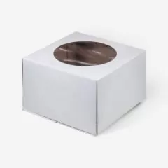 Коробка для торта с окном гофрокартон белая 26х26х18 см 012900