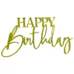 Топпер декоративный акриловый "Happy birthday" Золото 11х7 см 36053