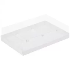 Коробка на 6 пирожных с прозрачной крышкой белая 26,5х18х6 см 