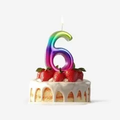 Свеча декоративная Цифра "6" Шар Радуга 5311073