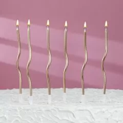 Свечи декоративные "Серпантин" Золото Шампань 11 см 6 шт 7597548, Свеч-10