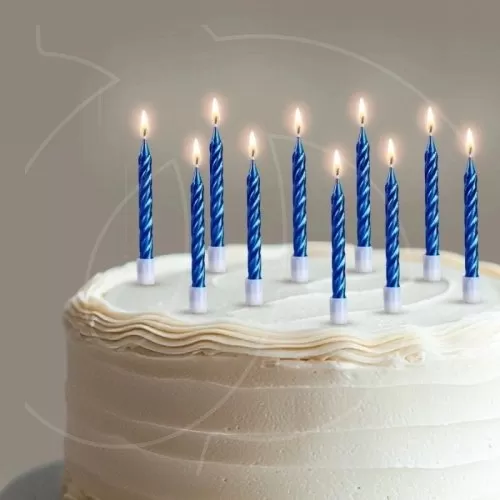 Свечи декоративные Металлик синие 10 шт 2919669