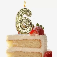 Свеча декоративная Цифра "6" Золотые пайетки 5572720