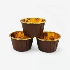 Капсула бумажная с подворотом Золото/Коричневый D50 H40 10 шт Past FB 50*40 (Brown/Gold)