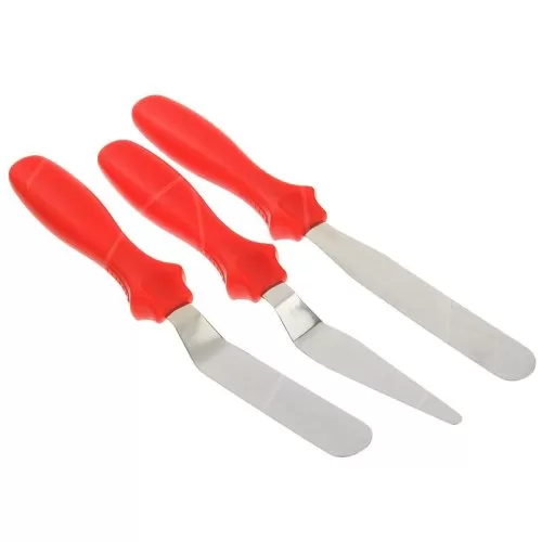 Набор лопаток (спатул) изогнутых с пластиковой ручкой 3 шт 1435854, и-31